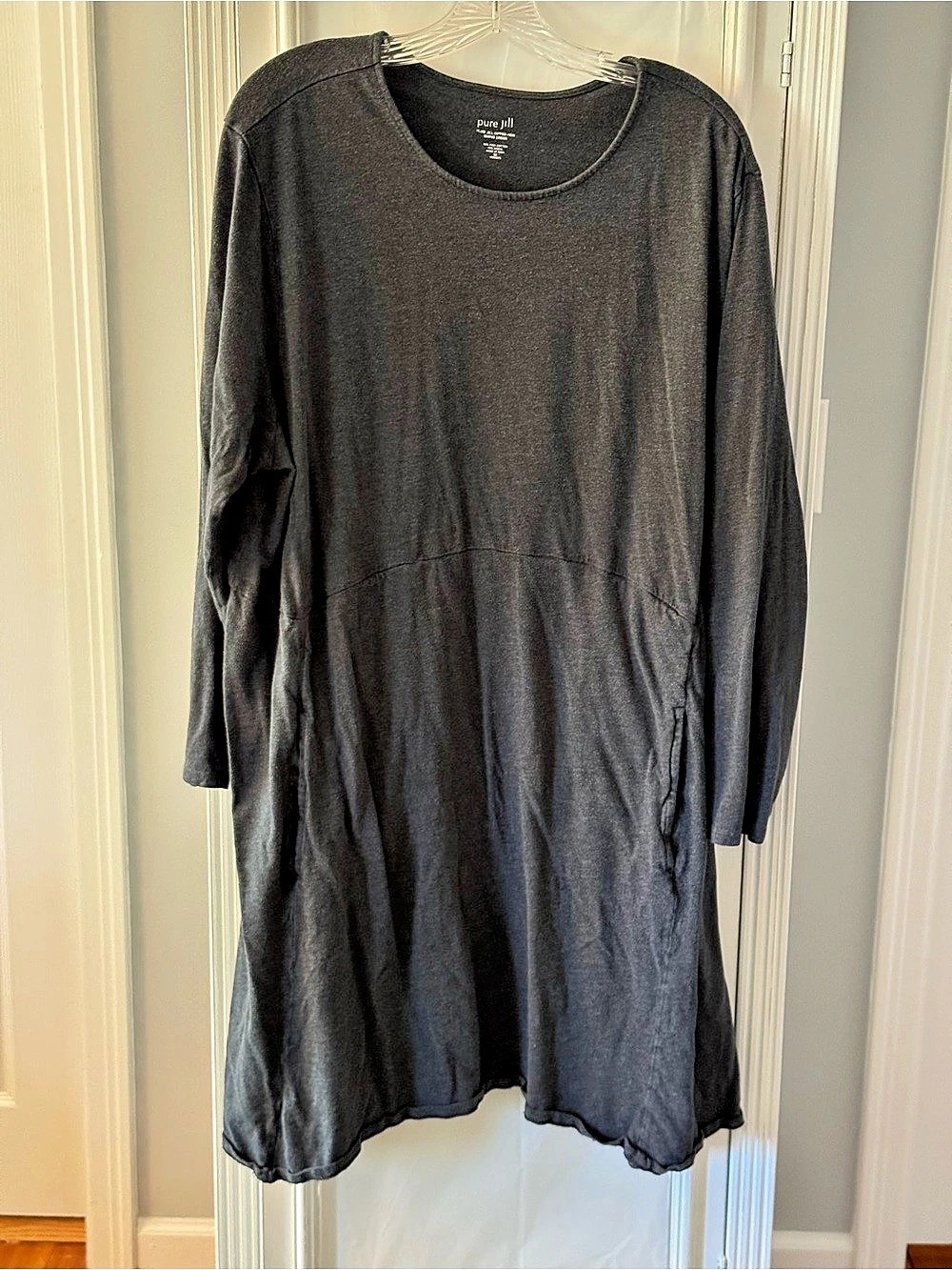 J Jill Pure Jill Dark Gray Long Sleeve Swing Dress Size 3X